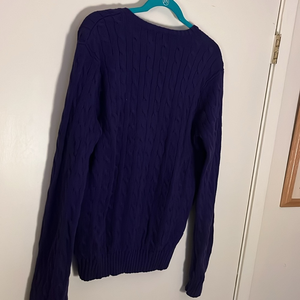 Like new Ralph Lauren Sport purple cable knit classic v-neck sweater with logo - Picture 4 of 4